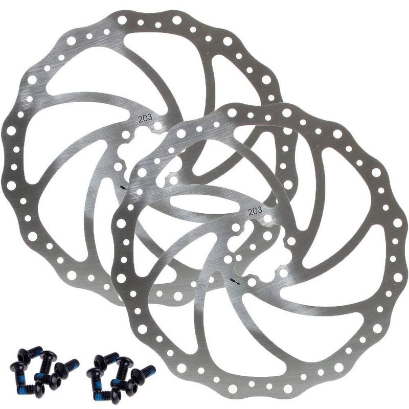 Litetop 203mm Disc Brake Rotor with 6 Bolts Stainless Steel Bicycle Rotors Fit for Road Bike, Mountain Bike, MTB, BMX (Stainless Steel, 2pcs) - Image 1